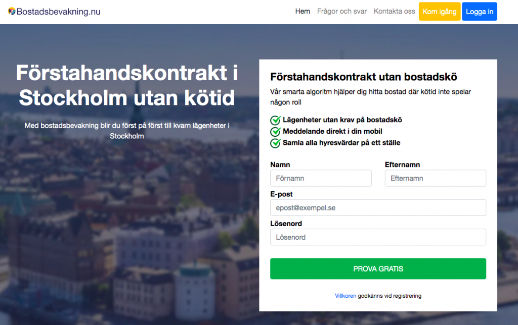 Förstahandskontrakt i Stockholm